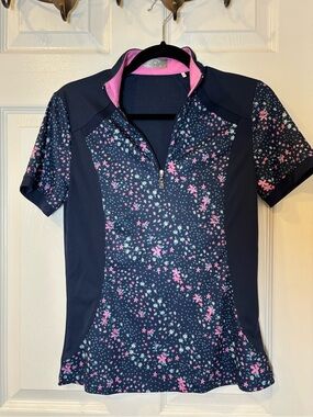 Callaway Navy Golf Shirt with Pink Trim
